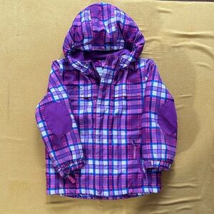 Purple & PinkPlaid Hooded Jacket